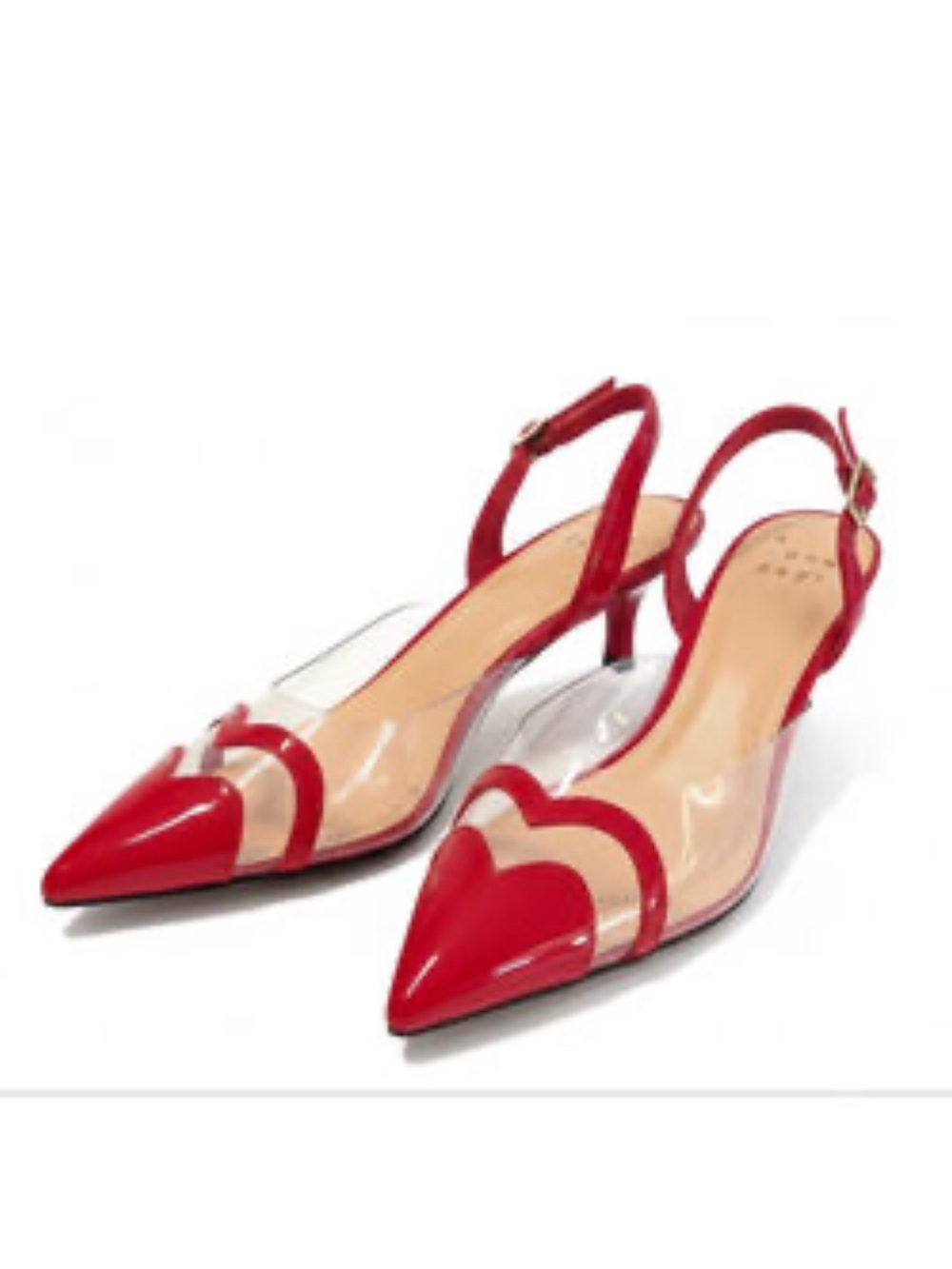 A New Day Red Eleanor Heart Slingback Kitten Heels New